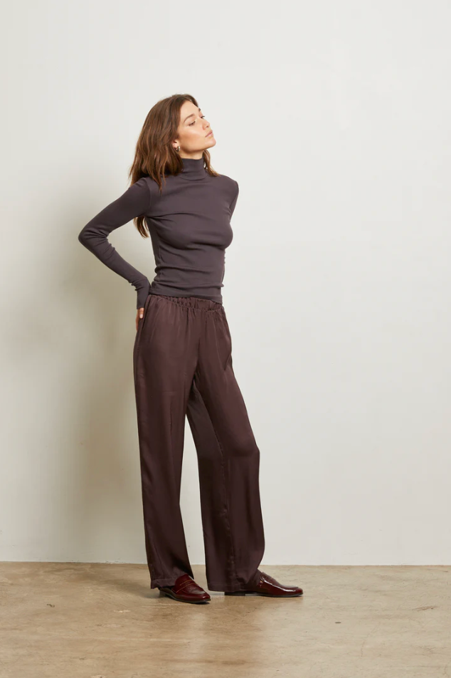 Hayden cotton ribbed high turtleneck - cocoa
