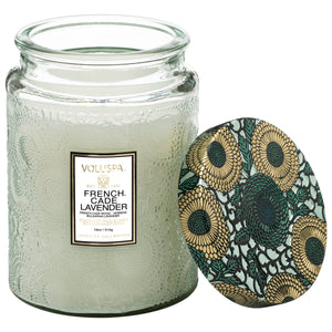French Cade & Lavender Large Glass Jar Candle