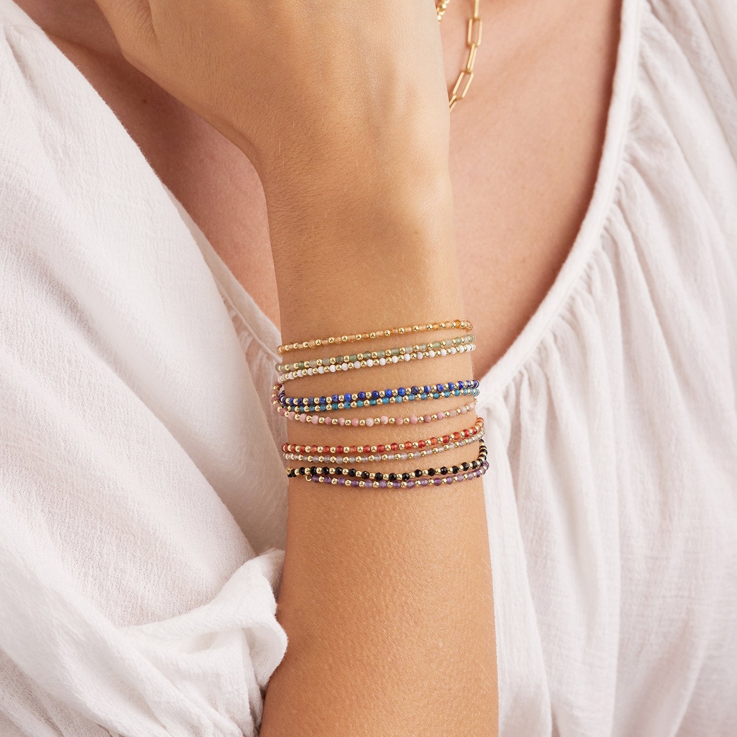 Power gemstone brooks bracelet for compassion - gold / rhodocrosite