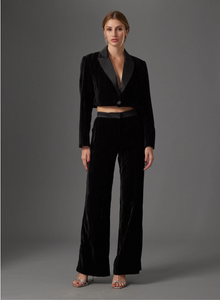 Brielle pant - black crinkled velvet