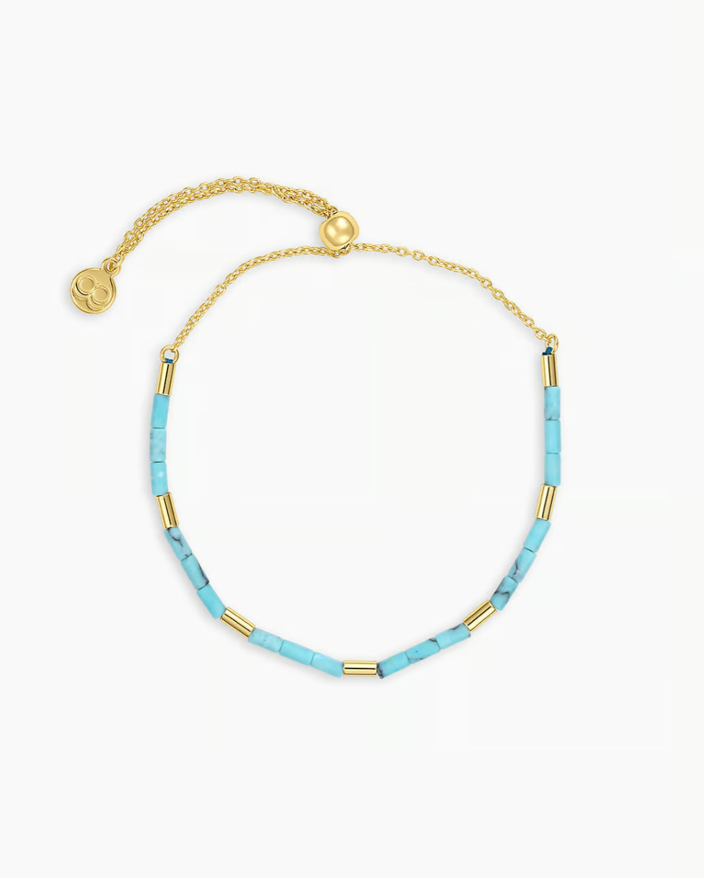 Power gemstone tatum bracelet for healing - gold / turquoise