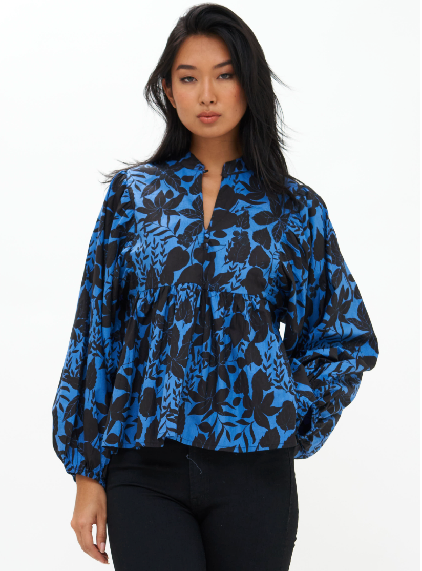 Mandarin balloon top - blue willow
