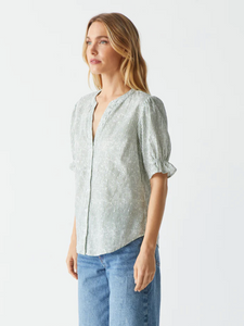Roxanne button down blouse - light olive / white stripe