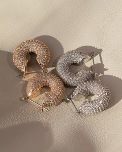Pave mini donut hoops - gold