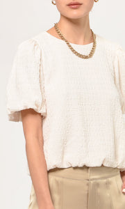 Viola puff sleeve textured knit top - ivory