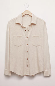 WFH modal shirt jacket - light oatmeal
