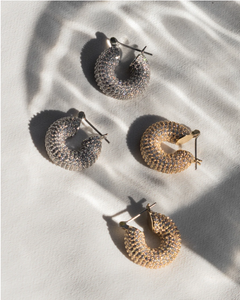 Pave mini donut hoops - gold