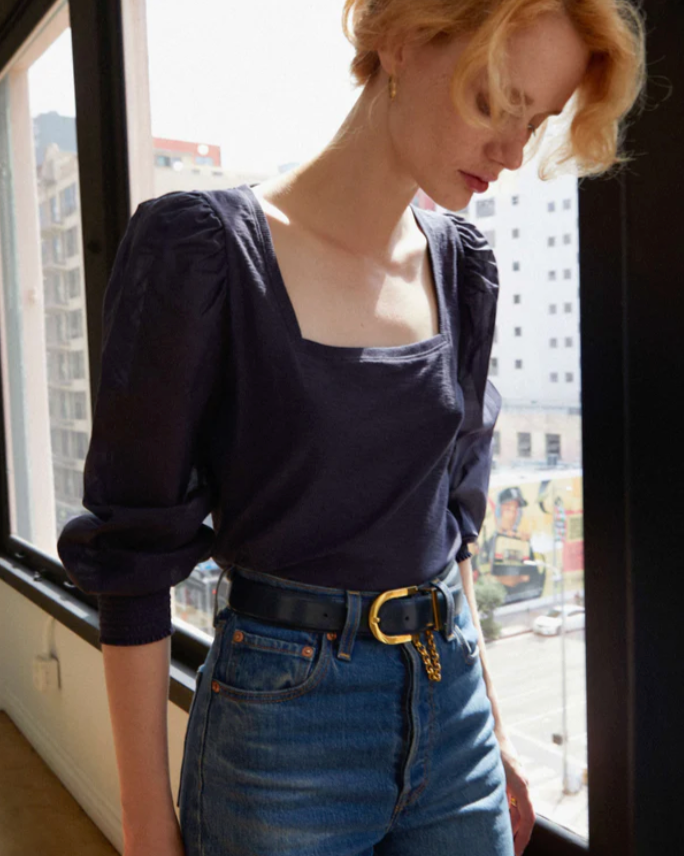 Laura square neck top - it's navy