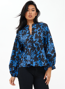 Mandarin balloon top - blue willow