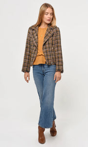 Jeyden boucle moto jacket - navy / mustard