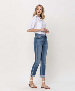 F4121 - Mid rise single cuffed crop slim straight - janet
