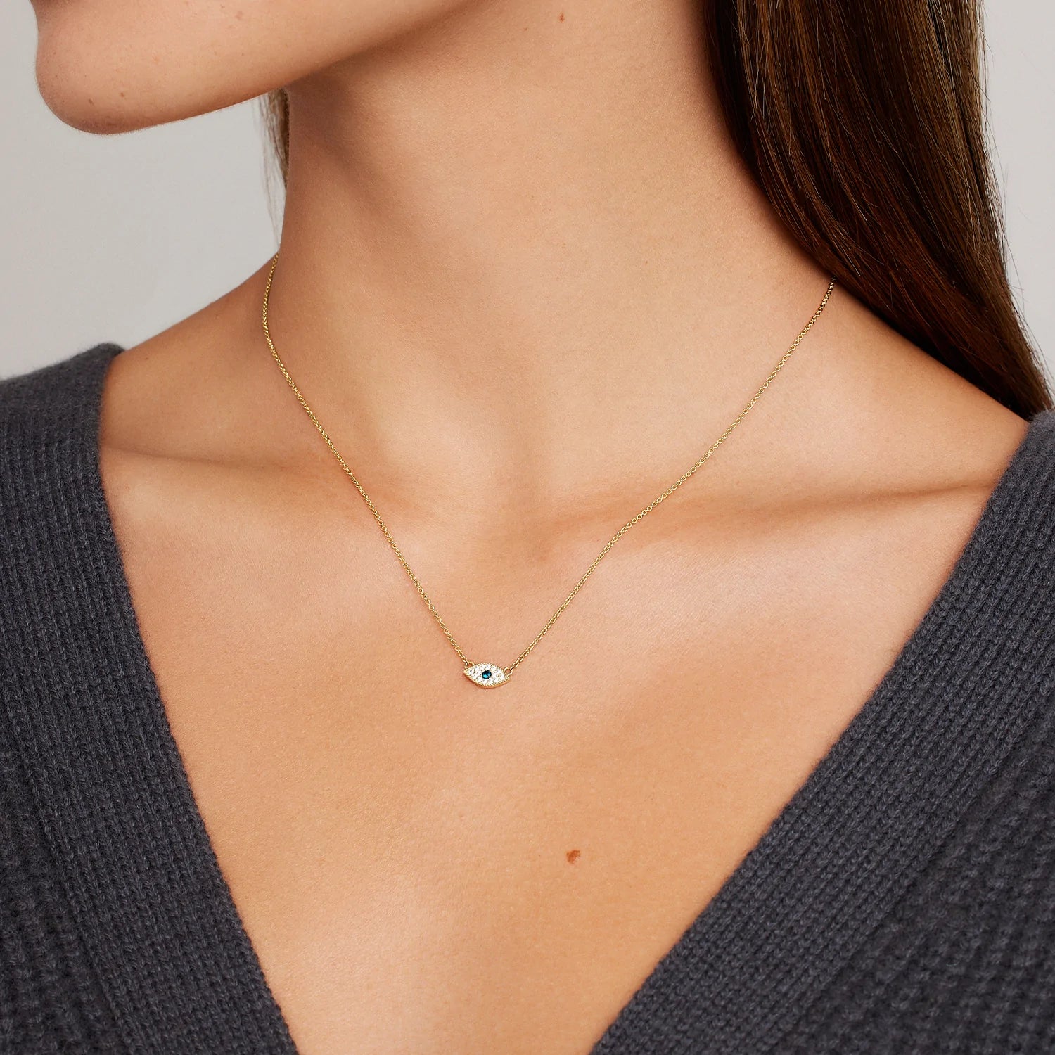 Evil eye charm necklace - gold