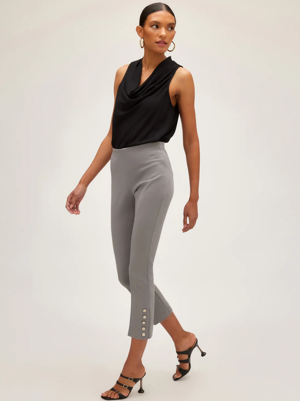Sleeveless cowl neck top - black