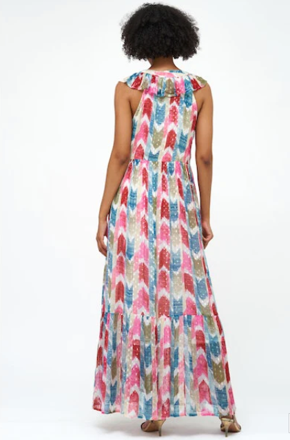 Ruffle v-neck maxi - teal merritt