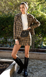 Jeyden boucle moto jacket - navy / mustard