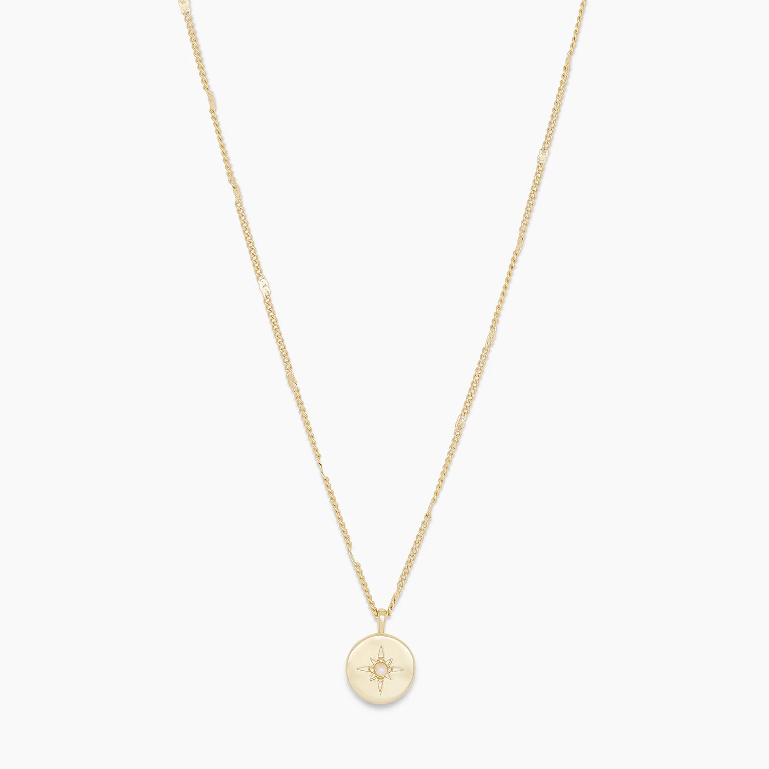 Power birthstone coin necklace - June / pearl