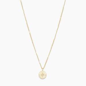 Power birthstone coin necklace - June / pearl