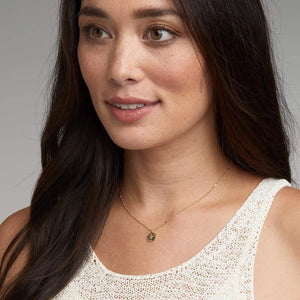 Power birthstone coin necklace - March / aquamarine