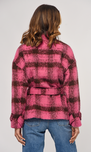 Reggie brushed plaid jacket - fuchsia