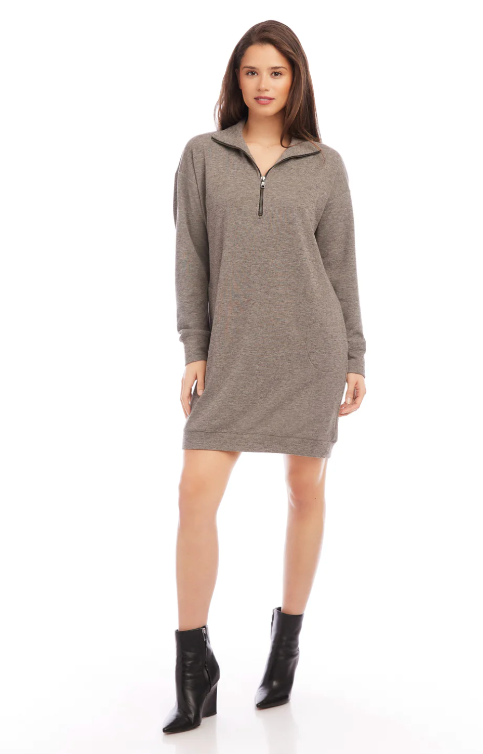 Zip up dress - taupe