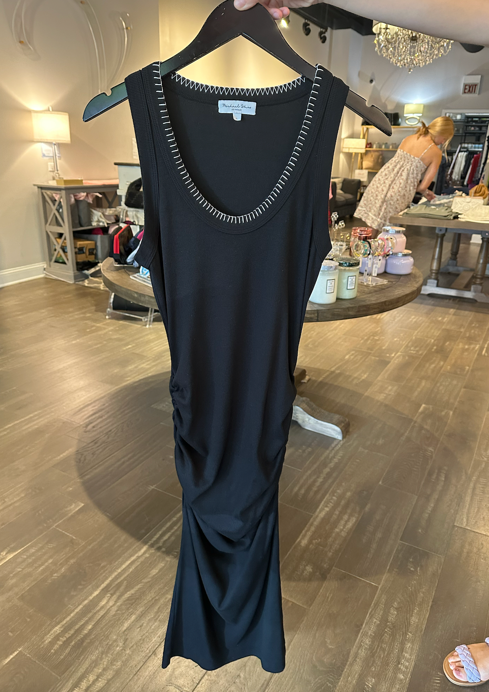 Ulla scoop neck midi dress - black