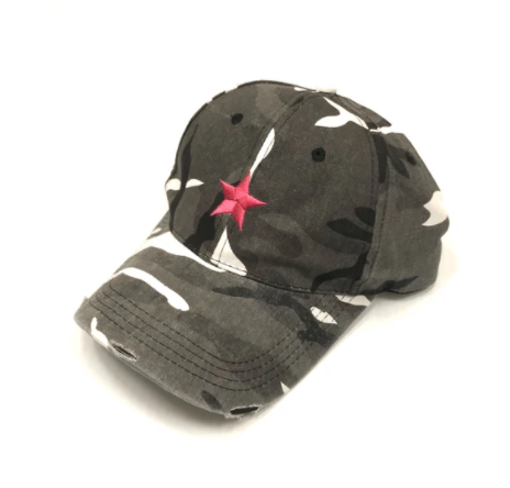 Baseball cap - grey camo / pink star