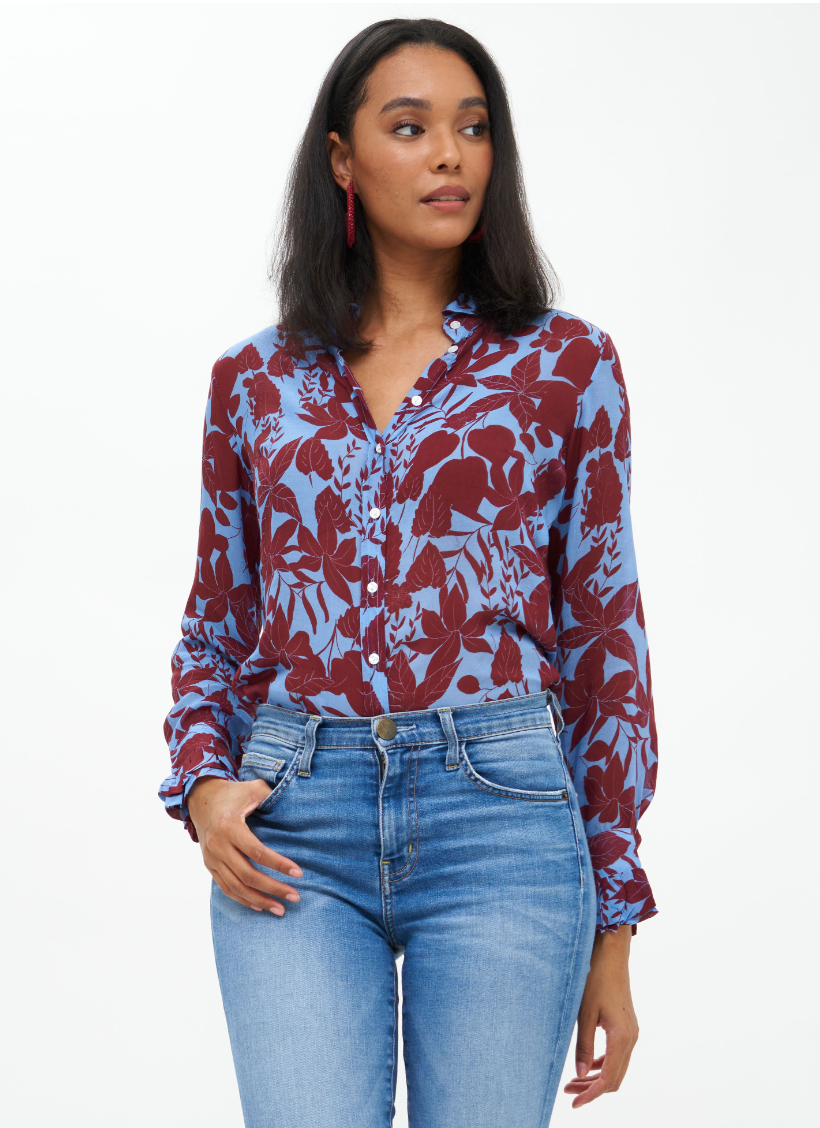 Ruffle collar blouse - rhubarb willow