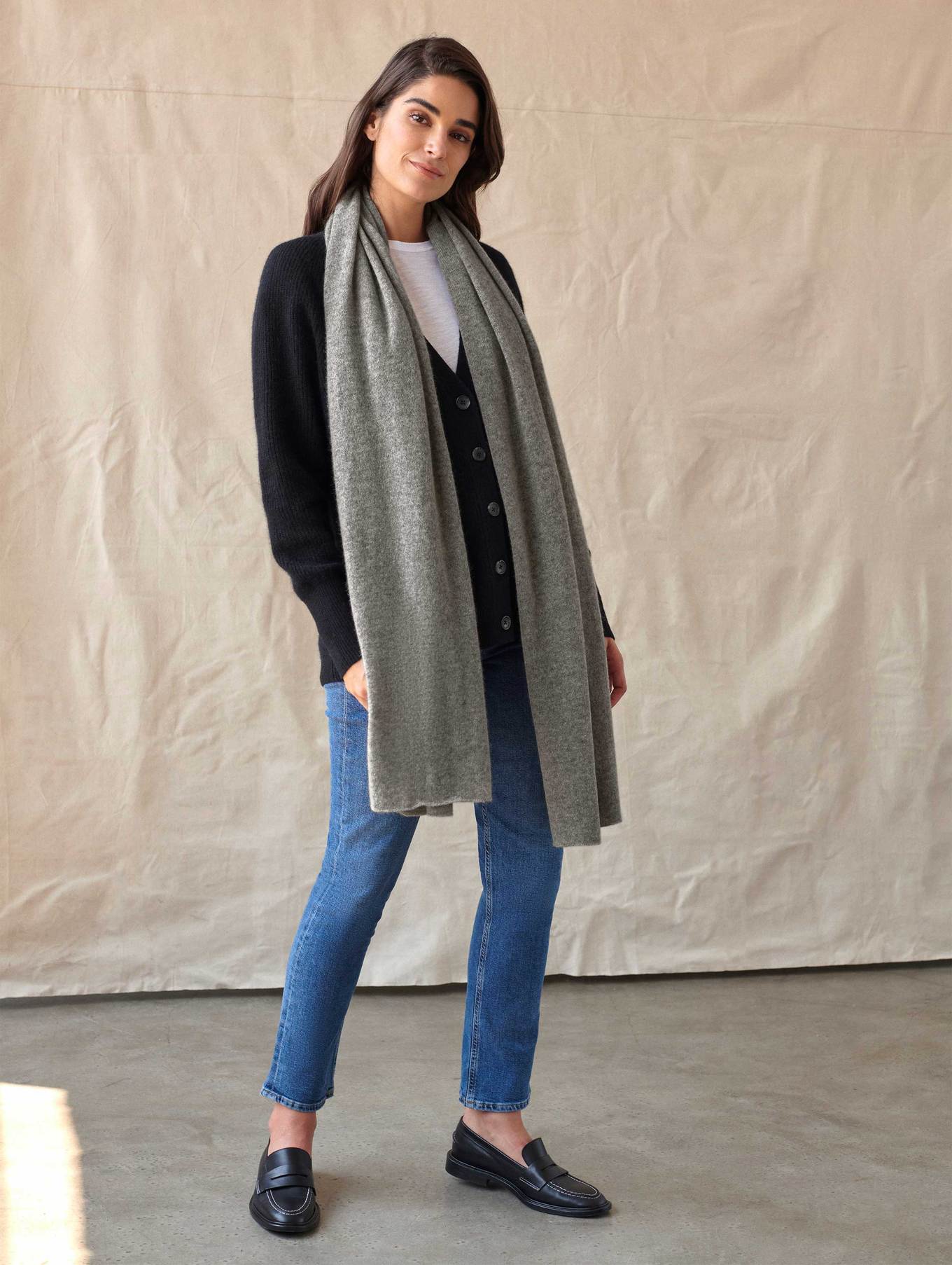 Cashmere scarf - grey heather