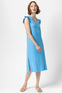 Ruffle v-neck midi dress (PA2239) - maui