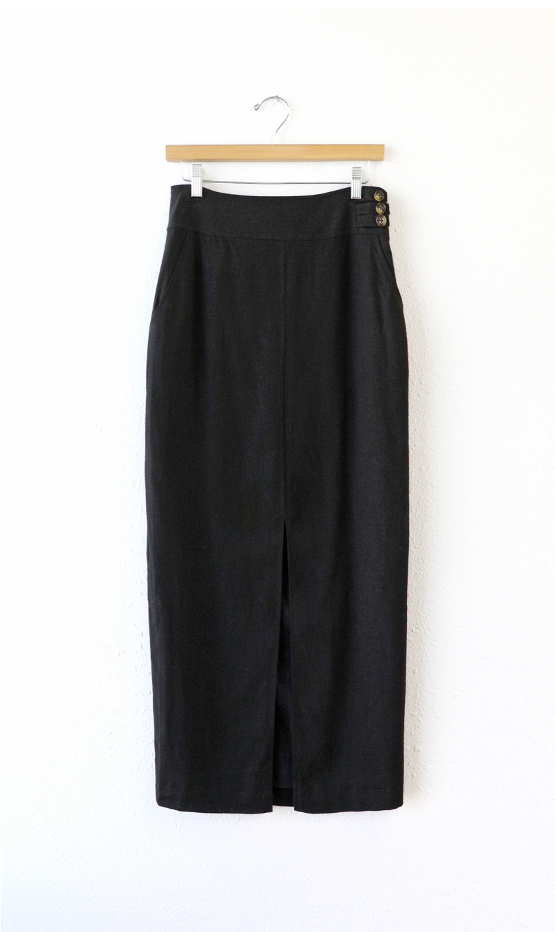 Vicki front slit midi skirt - black
