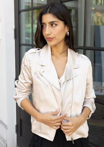 Rita sateen moto jacket - toasted marshmallow