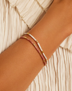 Power gemstone tatum bracelet for compassion - gold / rhodocrosite