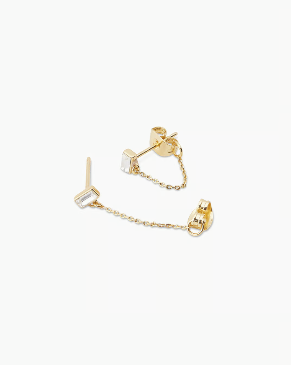 Desi chain huggies - gold/white crystal