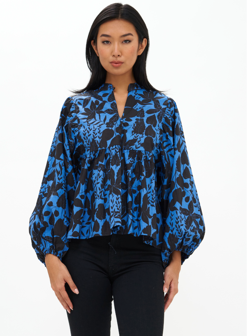Mandarin balloon top - blue willow