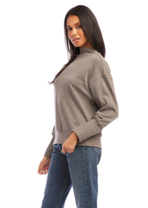 Mock neck top - taupe