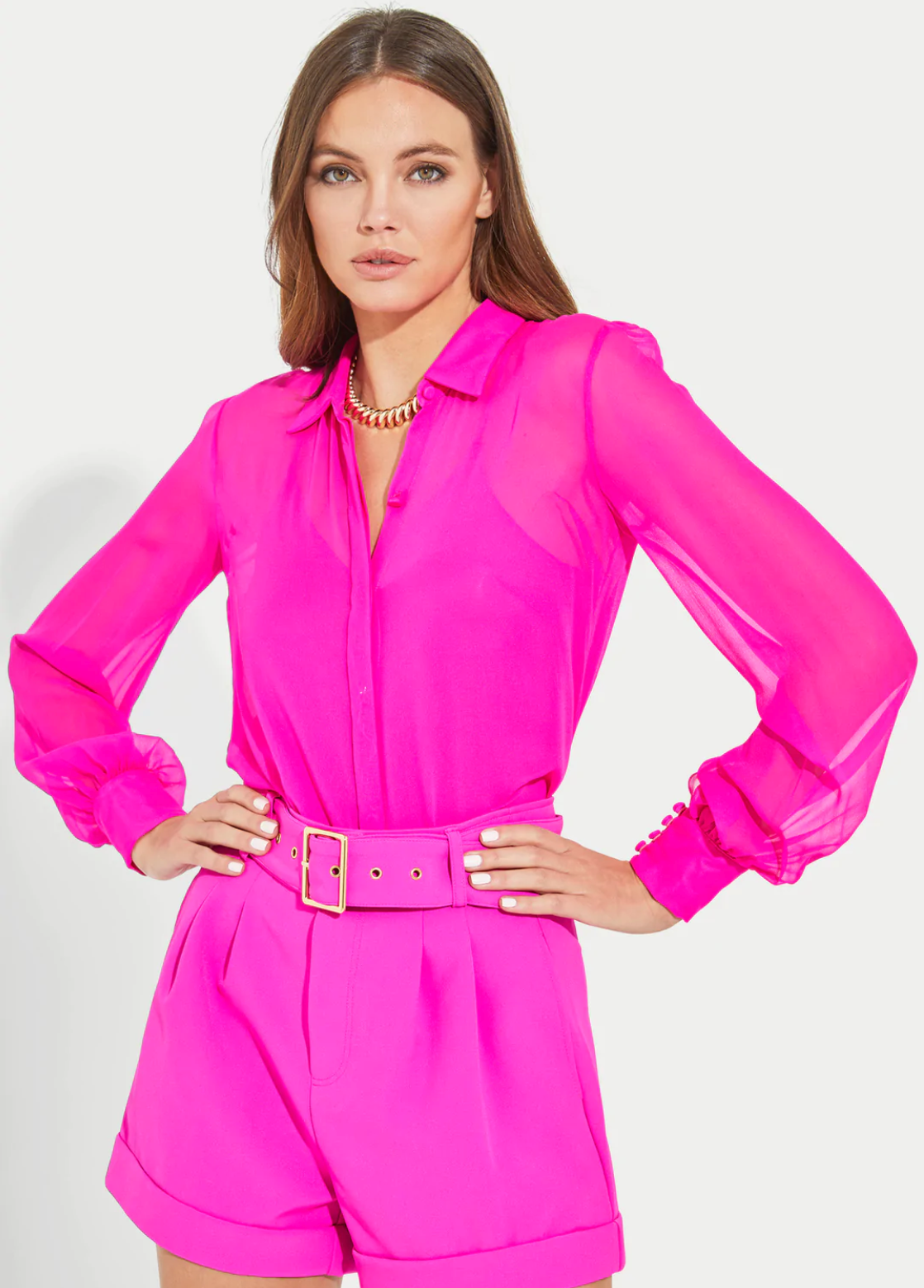 Maxwell georgette blouse - hot pink
