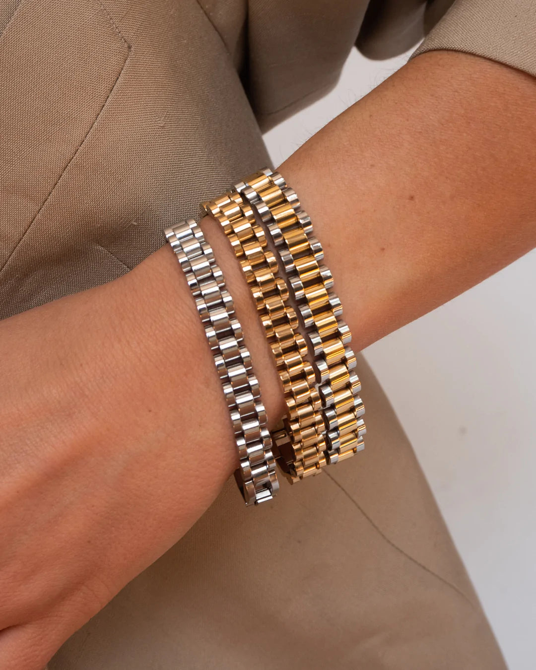 Two-toned timepiece bracelet - combo