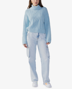 Mod cable sweater - frosty blue