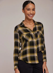 Two pocket button down - green and black plaid