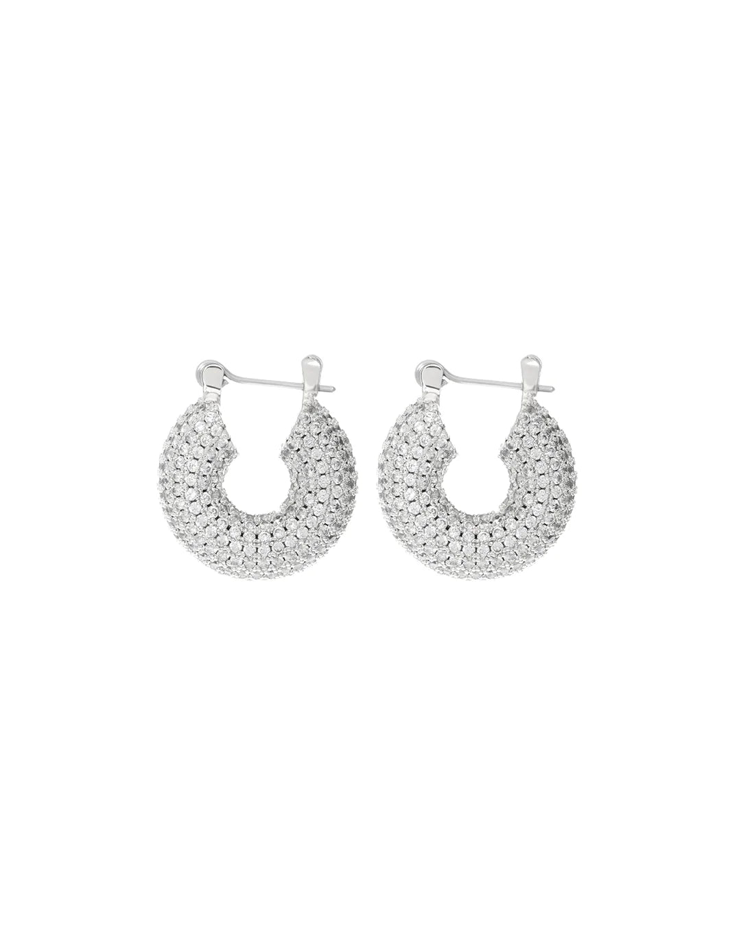 Pave mini donut hoops - silver