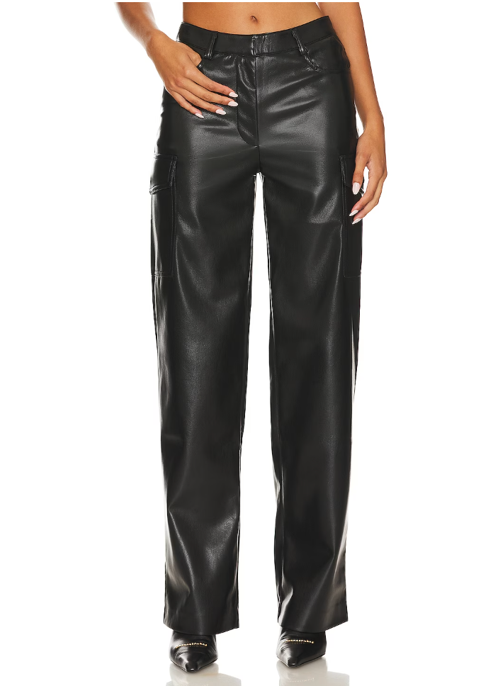 Nate vegan leather cargo pant - black