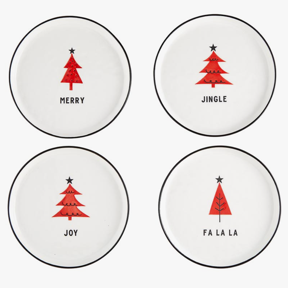 Holiday Appetizer Plates - Joy, Falala, Merry, Jingle