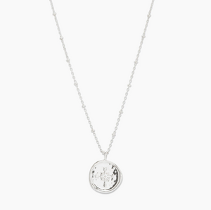 Compass Coin Necklace - silver