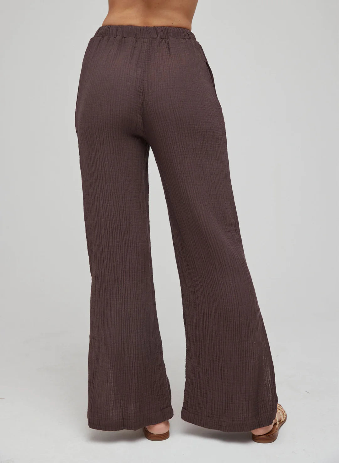 Side slit wide leg pants - rich brown – Genevieve