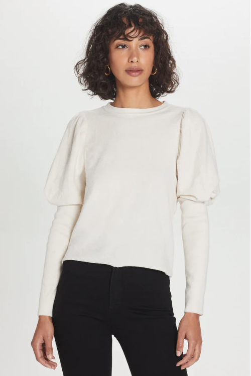 Inside out big puff sleeve sweatshirt - white sand