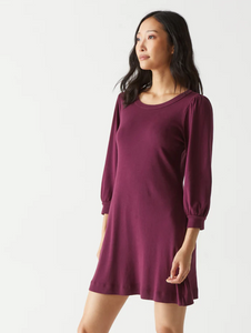 Sinclair puff sleeve tee dress - plum