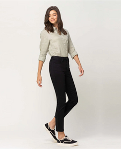 V2371 - High rise hidden button up ankle straight - black pearl