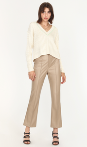 Jaden front seam vegan leather pants - sand