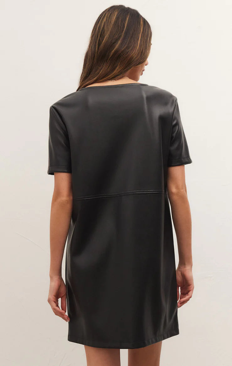 London faux leather dress - black