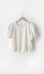 Viola puff sleeve textured knit top - ivory
